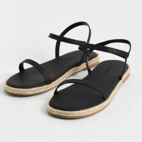 Charles & Keith Black Ankle Strap Flat Espadrille Sandals EU36 - Picture 9 of 9